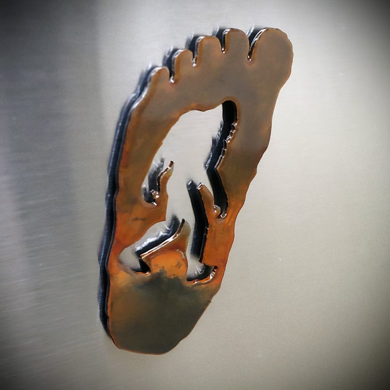 SQUATCH METALWORKS Bigfoot Gift - Footprint Magnet (Small) - Great Gift for Sasquatch Fans, Hiking, Outdoors, Camping - Image 2